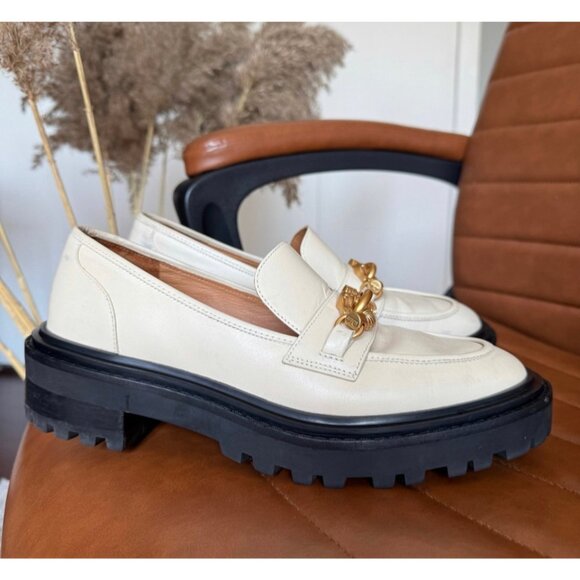 Tory Burch Cream Ivory Jessa Leather Lug Sole Loafers - Picture 9 of 9